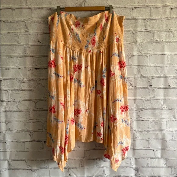 Torrid Strapless Floral Dress in Salmon - Picture 1 of 9